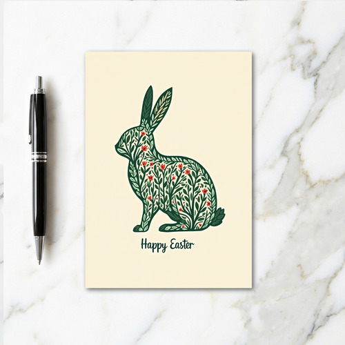 Botanical Rabbit Happy Easter Card