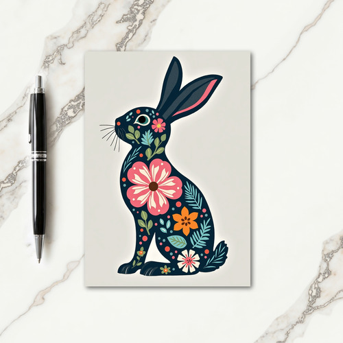 Botanical Rabbit Profile Art Card