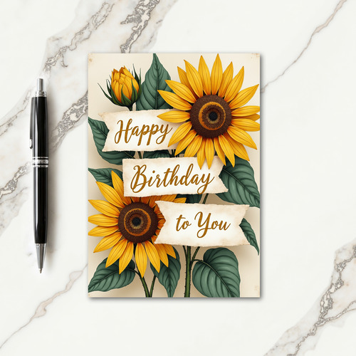 Botanical Scroll Birthday Card