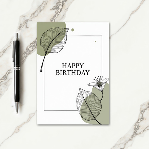 Botanical Serif Birthday Card