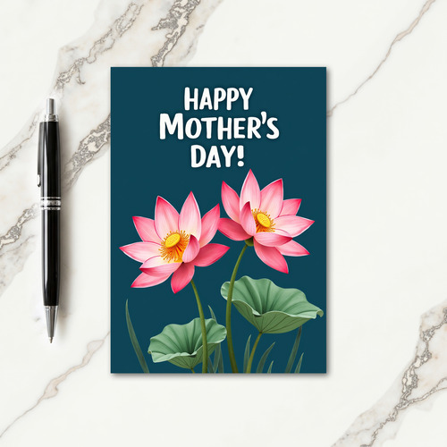 Botanical Teal Happy Mothers Day Card