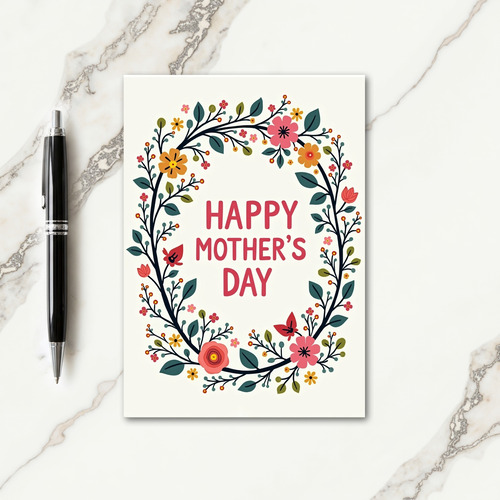 Botanical Wreath Message Card