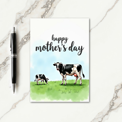 Bovine Illustration Mothers Day Card