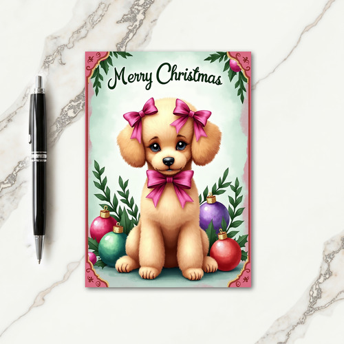 Bowed Golden Creature Christmas Card
