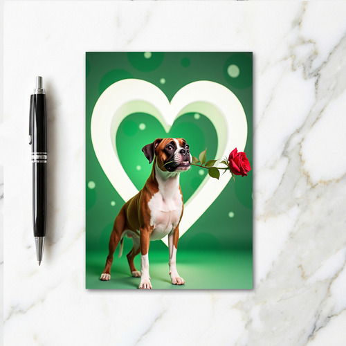 Boxer Dog Rose Love Card