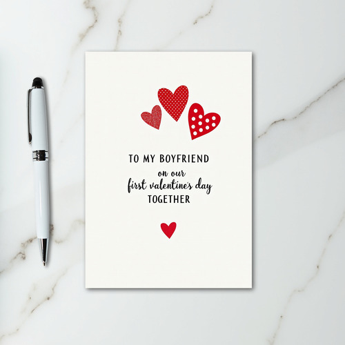 Boyfriend First Valentine Polka Card