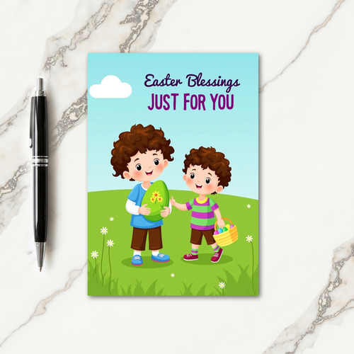 Boys Easter Joy Decorative Oval Card