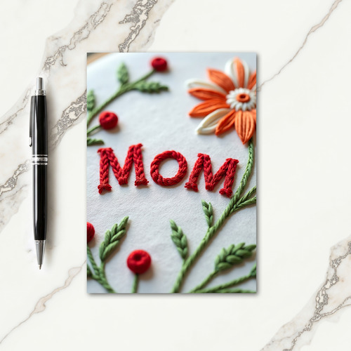 Braided Mom Floral Textile Card