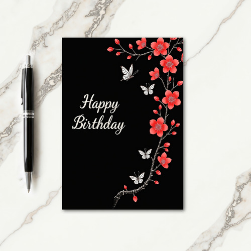 Branch Flower Birthday Card