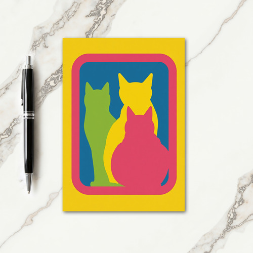Bright Birthday Cat Silhouettes Card