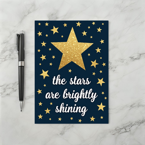Bright Gold Glitter Stars Card