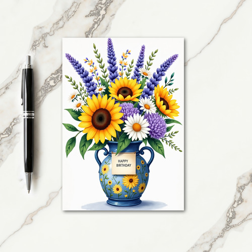Bright Golden Bloom Birthday Card