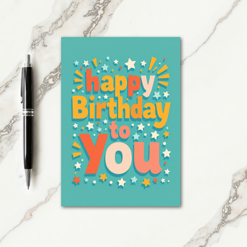 Bright Layered Text Birthday Card