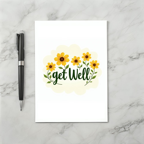Bright Meadow Yellow Flowers Get Well Card