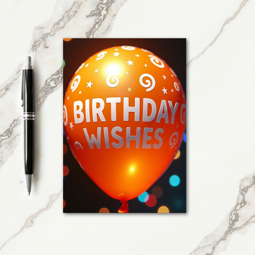 Bright Orange Balloon Card