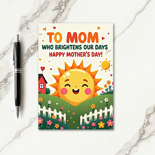 Bright Sun Happy Mothers Day Card