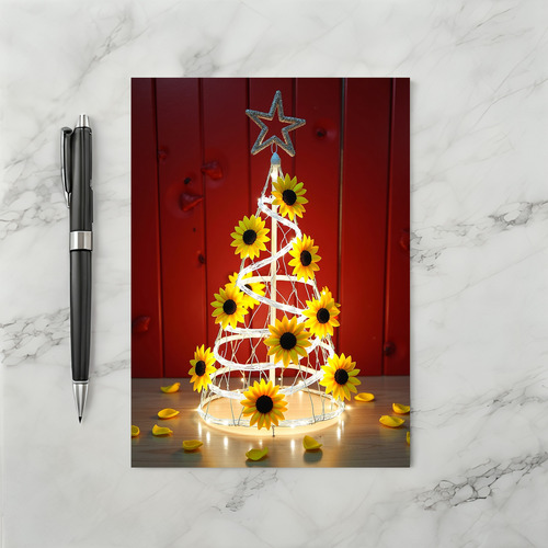 Bright Sunflower Star Tree Card