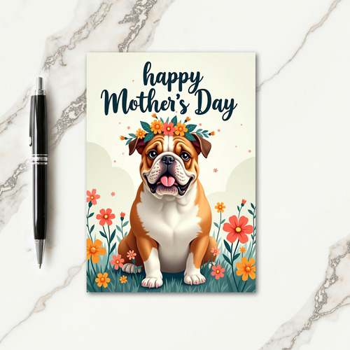 Brindle Dog Mothers Day Floral Card