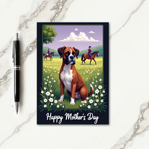Brindle Dog Mothers Day Scene Card