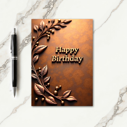 Bronze Leaf Birthday Card