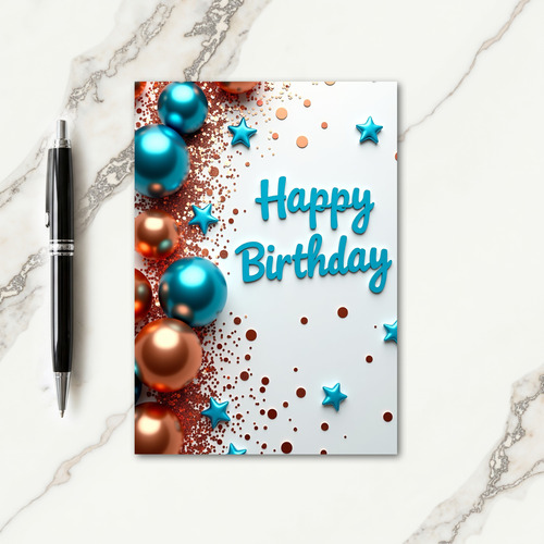 Bronze Orbs Birthday Card