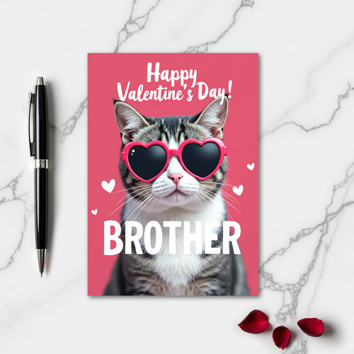Brother Valentine Heart Cat Card