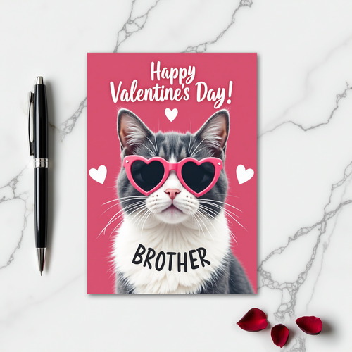 Brother Valentines Day Cat Card
