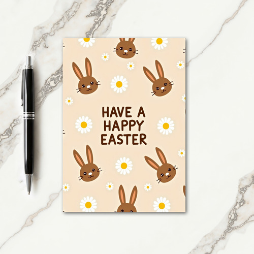 Brown Bunny Easter Pattern Card