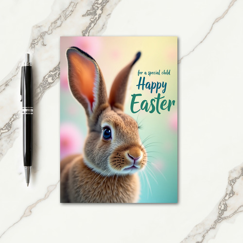 Brown Bunny Pastel Easter Card