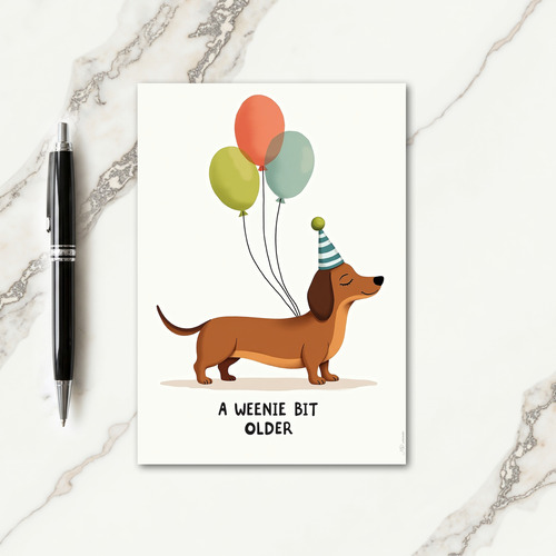 Brown Dog Party Hat Birthday Card