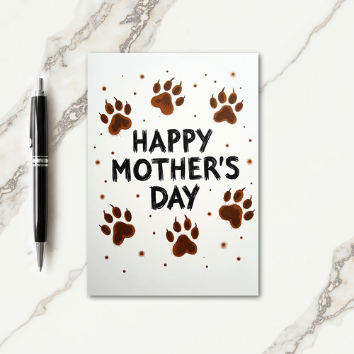Brown Paw Prints Mothers Day Card