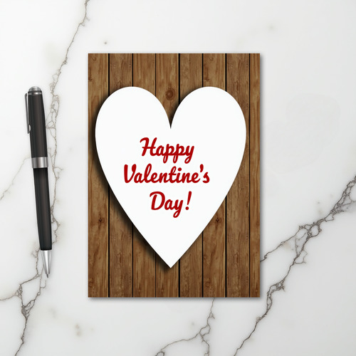 Brown Rustic Valentines Heart Card