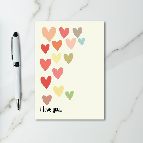 Brushstroke Hearts Love You Card