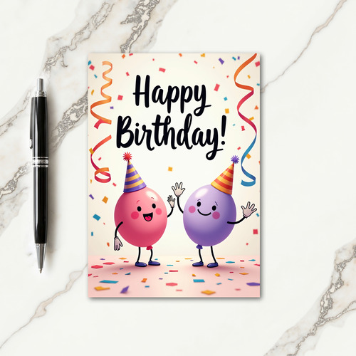 Bubbly Party Figures Birthday Card