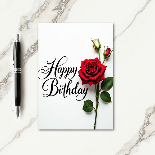 Budding Rose Birthday Card