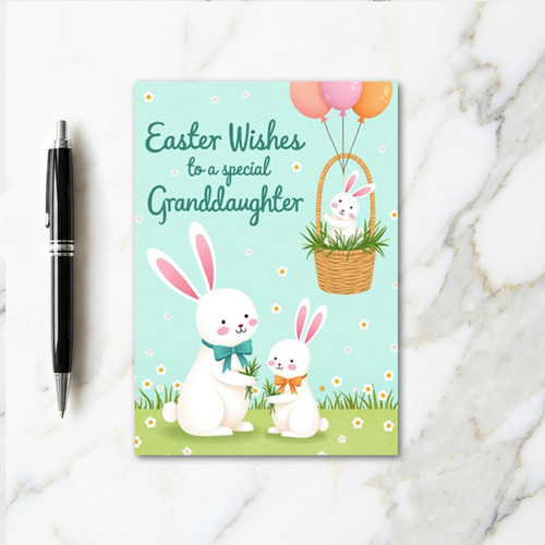 Bunnies Easter Wishes Granddaughter Card