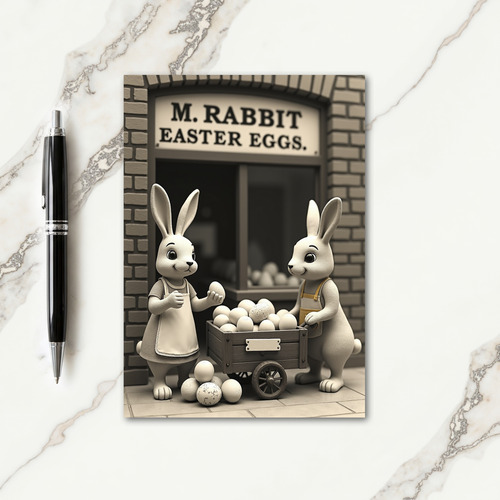 Bunnies Egg Shop Scene Card