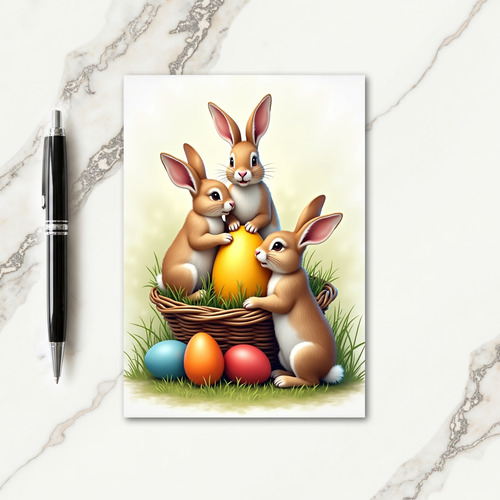 Bunnies Find A Golden Egg Card
