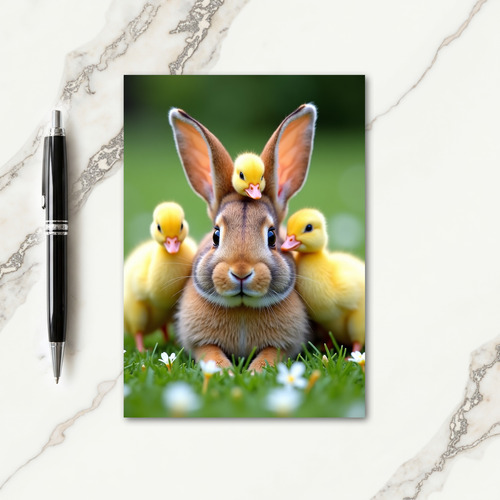 Bunny And Birds Friendship Card