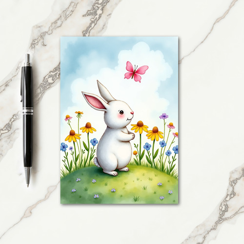 Bunny And Butterfly Friend Card