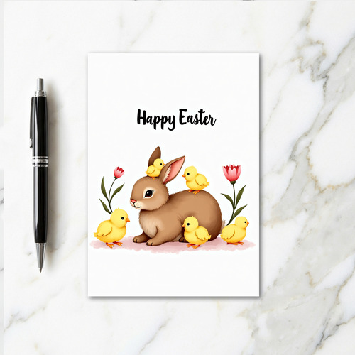 Bunny And Chicks Greeting Card