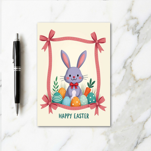 Bunny And Decorated Eggs Card