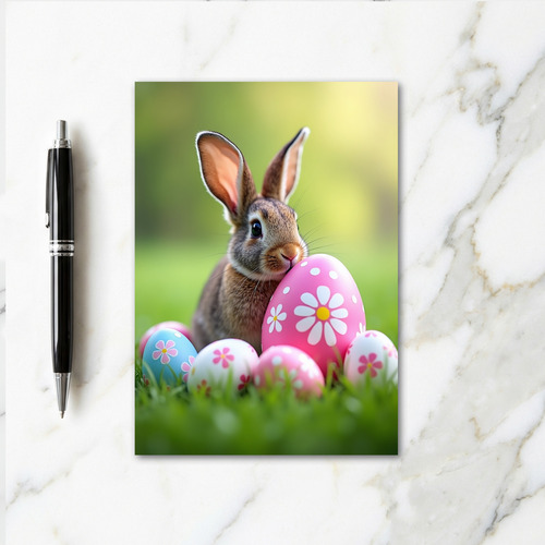 Bunny And Decorated Oval Card