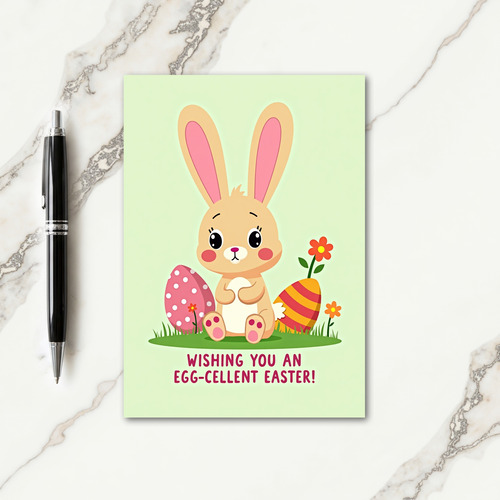 Bunny And Eggs Easter Card