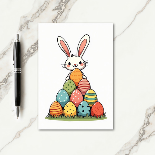 Bunny And Eggs Spring Greeting Card