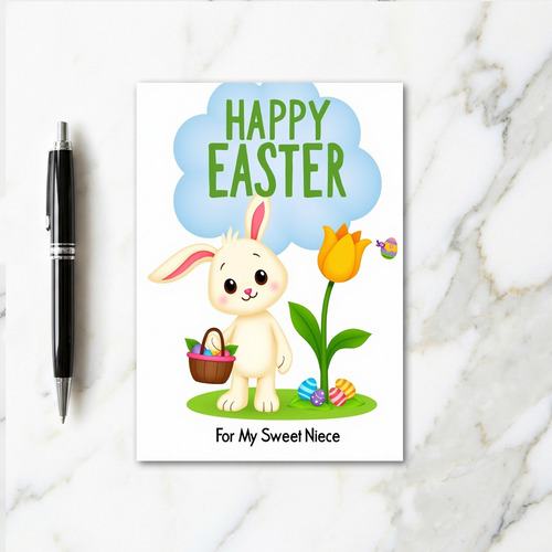 Bunny And Eggs Springtime Card