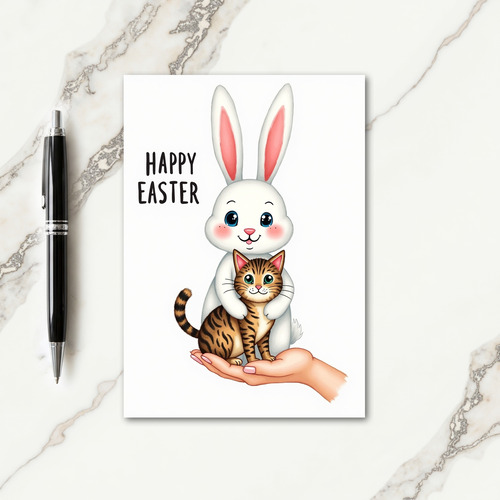Bunny And Kitty Easter Card