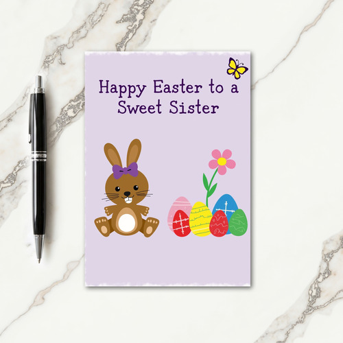 Bunny And Patterned Eggs Spring Card
