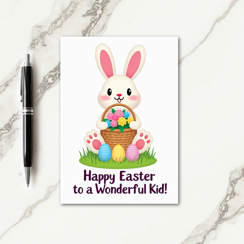 Bunny And Striped Ovums Holiday Card