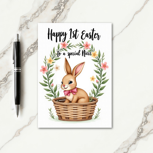 Bunny Basket Floral Pattern Card